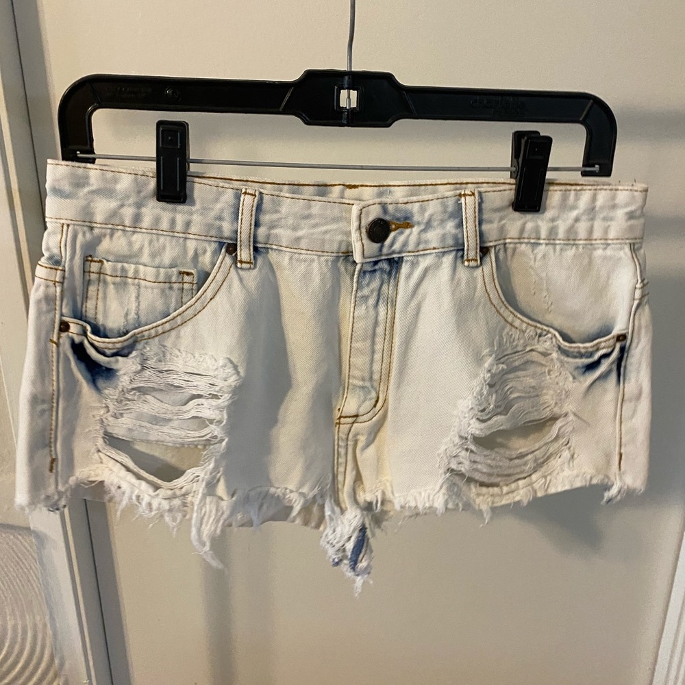 Acid wash denim shorts